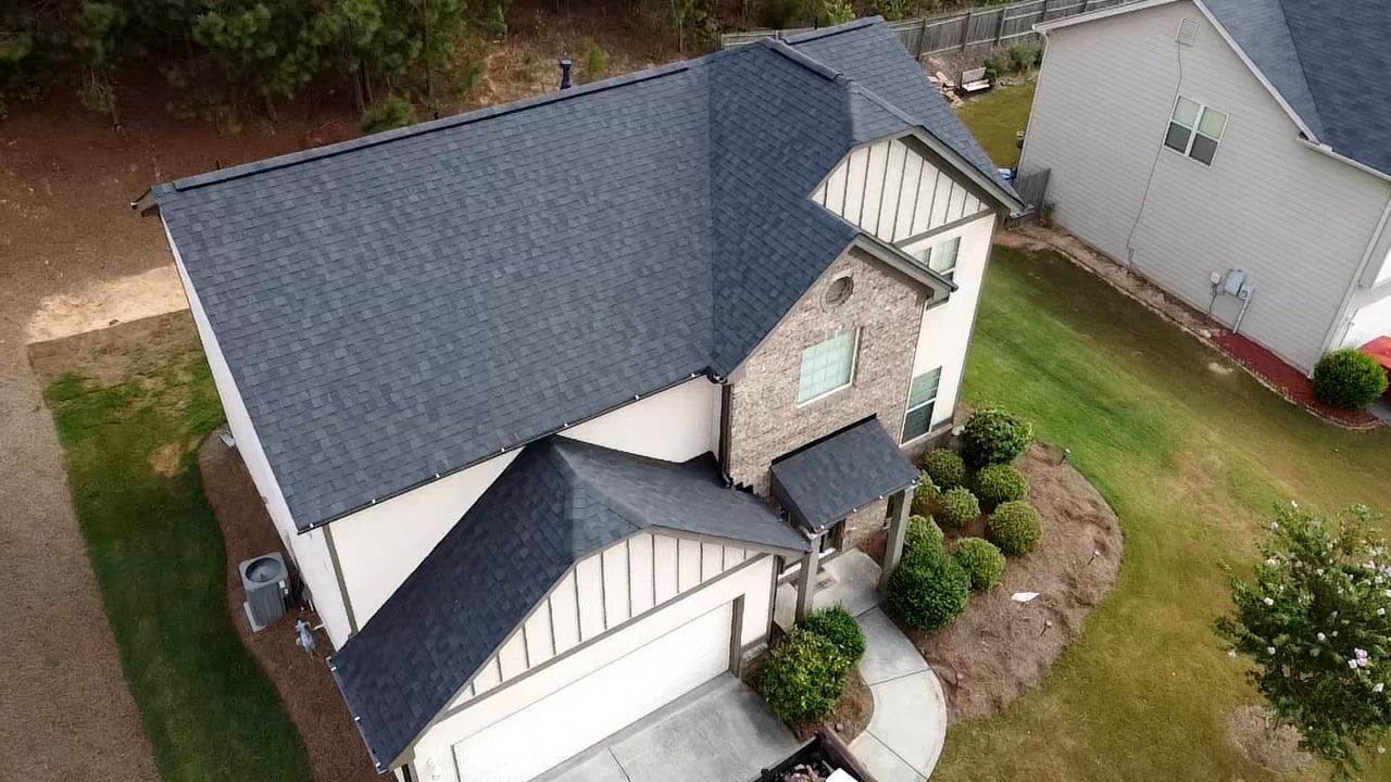 New Roof Installation - Certainteed Architectural Shingle. Charcoal Black. Loganville, GA. Gwinnett County.